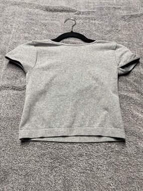 Women's Heather Gray Crop Tee - Casual Short Sleeve Top